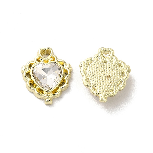 

PandaHall Alloy Pendant, with Glass, Light Gold, Lead Free & Cadmium Free, Heart Charm, Clear, 17x15x5mm, Hole: 1.5x2mm Alloy+Glass Heart...