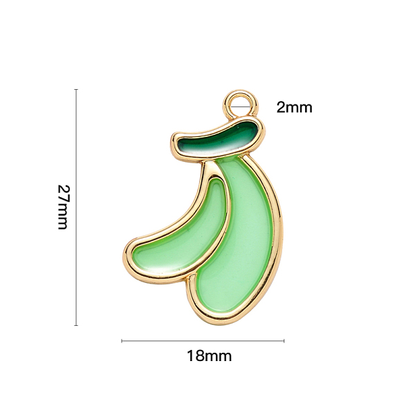 

PandaHall Alloy Pendants, with Epoxy Resin, Cadmium Free & Lead Free, Banana, Golden, Light Green, 27x18x1.5mm, Hole: 2mm Alloy+Epoxy Resin...