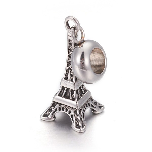 

PandaHall Retro 304 Stainless Steel European Style Dangle Charms, Large Hole Pendants, Eiffel Tower, Antique Silver, Antique Silver, 31mm...