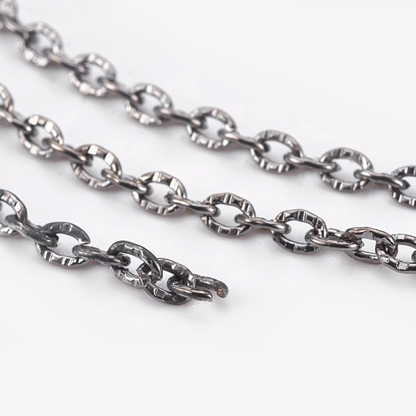

PandaHall Iron Textured Cable Chains, Unwelded, with Spool, Gunmetal, 3x2x0.5mm, about 328.08 Feet(100m)/roll Iron