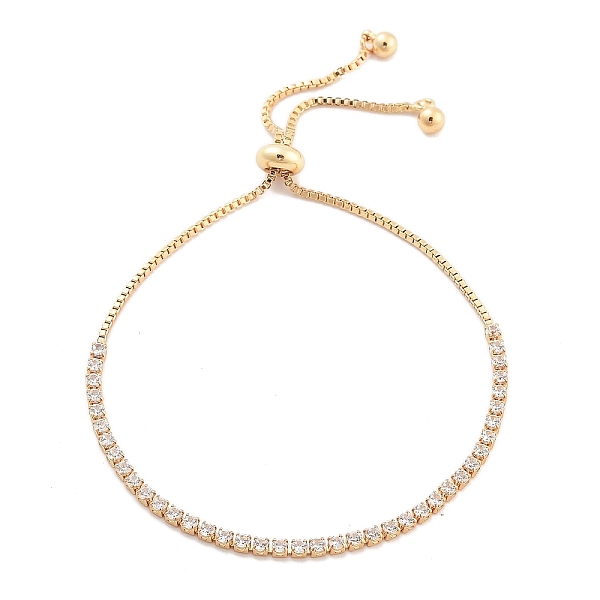 

PandaHall Brass Pave Clear Cubic Zirconia Flat Round Box Chain Slider Bracelets, Nickle Free, Long-Lasting Plated, Golden, 10-1/4 inch(26cm)...