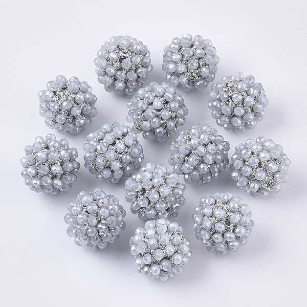 

PandaHall Handmade Glass Woven Beads, Ball Cluster Beads, with Copper Wire and Acrylic Beads inside, Round, Lavender, 15mm Glass Round..., Purple