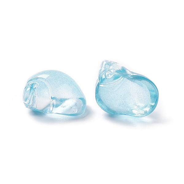 PandaHall Transparent Glass Beads, Conch, Top Drilled, Deep Sky Blue, 15.5x14x10mm, Hole: 1.2mm Glass Shell Shape