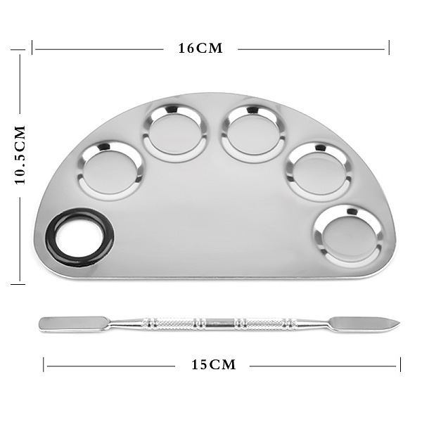 

PandaHall Stainless Steel Color Palette and Double Head Spoon Palette Spatulas Stick Rod, Makeup Cosmetic Nail Art Tool, Half Round...