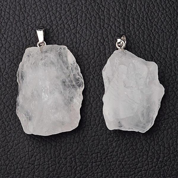 

PandaHall Natural Quartz Crystal Pendants, Rock Crystal Pendants, Nuggets, with Brass Findings, Platinum, 26~42x20~26x14~22mm, Hole: 5x8mm...