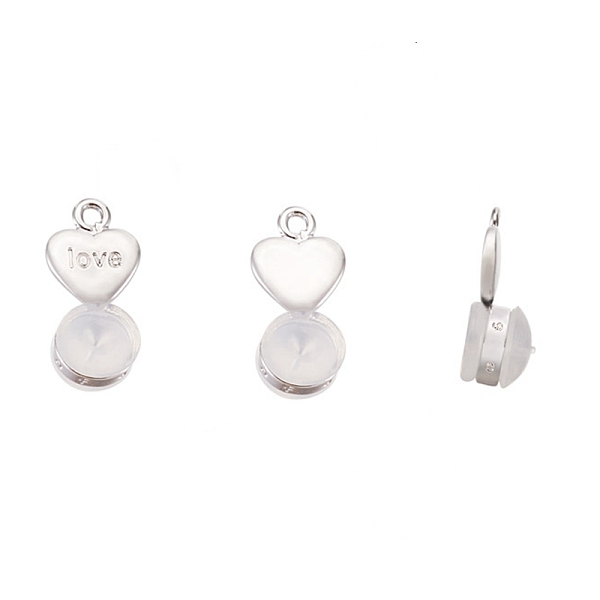

PandaHall Silicone Ear Nuts, Earring Backs, with Brass Findings, Heart, Platinum, 11.2x6x5.5mm Silicone