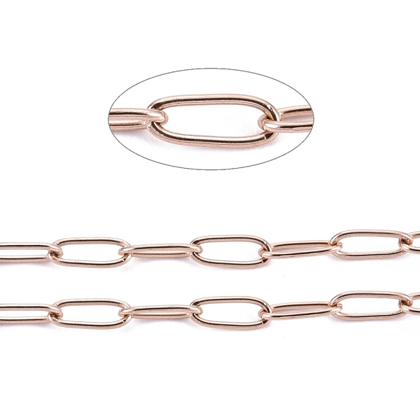 

PandaHall Ion Plating(IP) 304 Stainless Steel Paperclip Chains, Soldered, with Spool, Rose Gold, 4.8x2.5x0.5mm, about 32.8 Feet(10m)/roll...