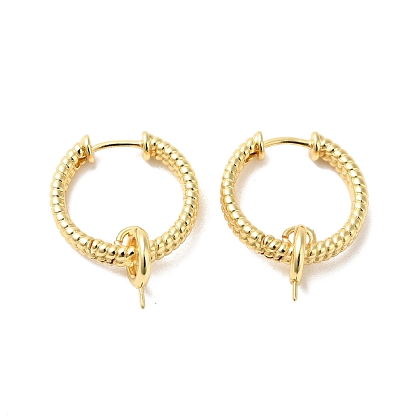

PandaHall Brass Ring Hoop Earring Findings, for Half Drilled Beads, Cadmium Free & Nickel Free & Lead Free, Real 18K Gold Plated...