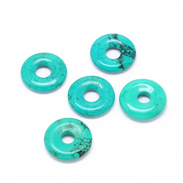 

PandaHall Natural Howlite Donut/Pi Disc Pendants, Dyed & Heated, Turquoise, Donut Width: 11mm, 30x6mm, Hole: 8mm Howlite Donut Green