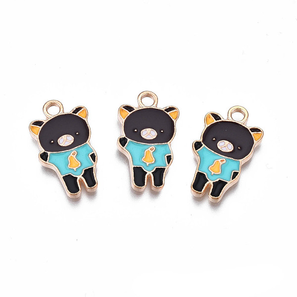 

PandaHall Alloy Enamel Pendants, Cadmium Free & Lead Free, Bear, Dark Turquoise, 20x11.5x2mm, Hole: 2mm Alloy+Enamel Bear