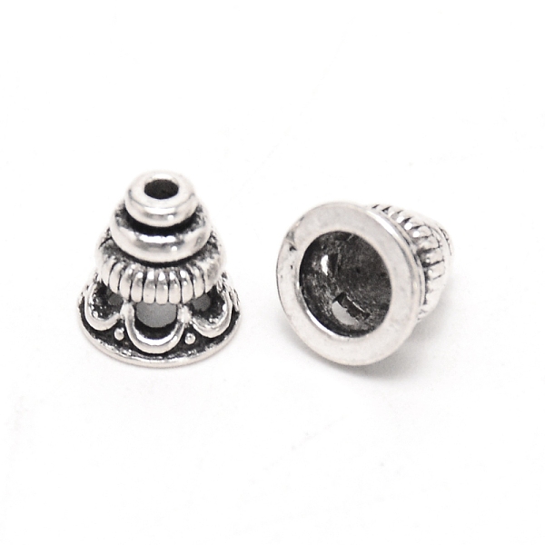 

PandaHall Tibetan Style Alloy Bead Cones, Pagoda, Antique Silver, 7.5x7.5mm, Hole: 1.5mm Alloy