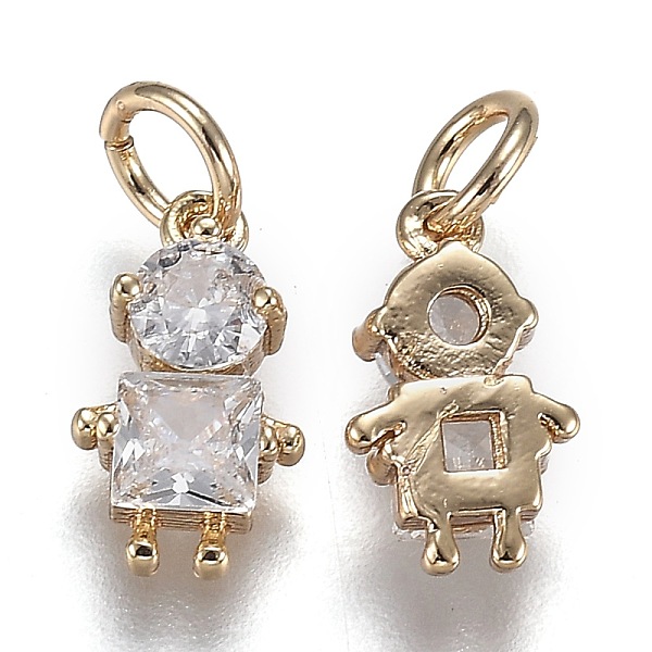 

PandaHall Brass Micro Pave Clear Cubic Zirconia Pendants, Long-Lasting Plated, with Jump Ring, Little Boy, Real 18K Gold Plated, 12x6x3mm...