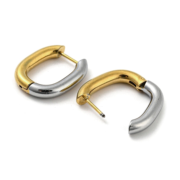 

PandaHall Two Tone 304 Stainless Steel Hoop Earrings, Golden & Stainless Steel Color, Oval, 22.5x18.5x4mm 304 Stainless Steel Oval