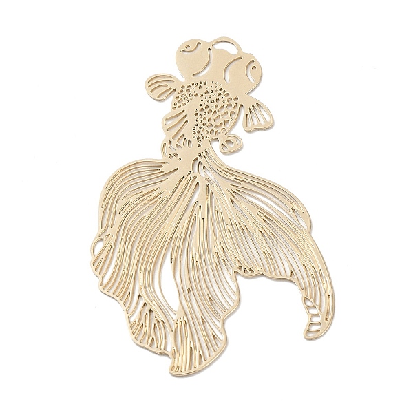

PandaHall Long-Lasting Plated Brass Filigree Pendants, Goldfish Charm, Light Gold, 48x29x0.3mm, Hole: 1.3x2.5mm Brass Fish