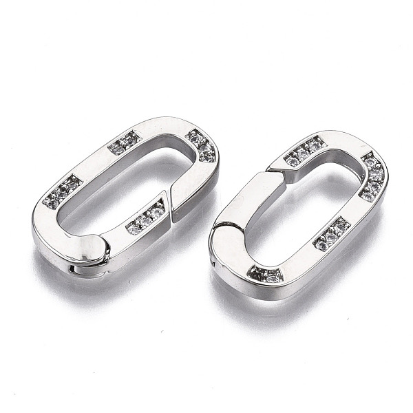 

PandaHall Brass Micro Pave Clear Cubic Zirconia Spring Gate Rings, Oval, Nickel Free, Platinum, 18x9.5x2mm, Inner Diameter: 13.5x5mm Brass...