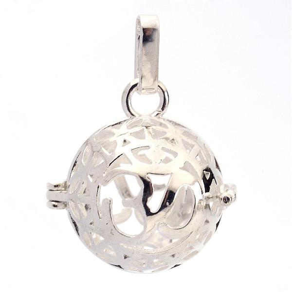 

PandaHall Rack Plating Brass Cage Pendants, For Chime Ball Pendant Necklaces Making, Hollow Round with Om Symbol, Silver Color Plated...