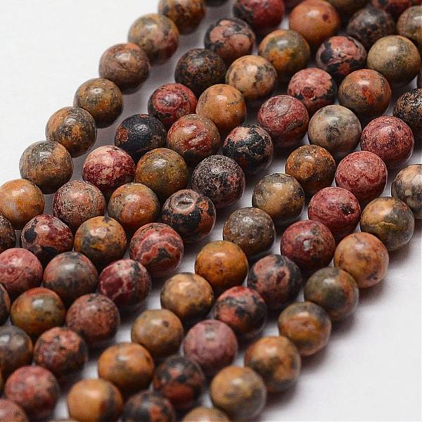 

PandaHall Natural Leopard Skin Jasper Beads Strands, Round, 4mm, Hole: 0.5mm, 100pcs/strand, 15.7 inch Leopard Skin Jasper Round