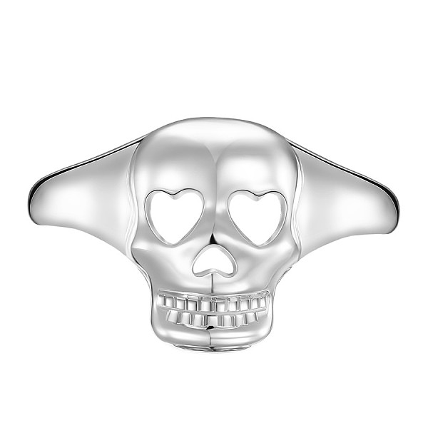 

PandaHall SHEGRACE Adjustable Rhodium Plated 925 Sterling Silver Finger Rings, for Halloween, Skull, Platinum, Size 8, Inner Diameter: 18mm...