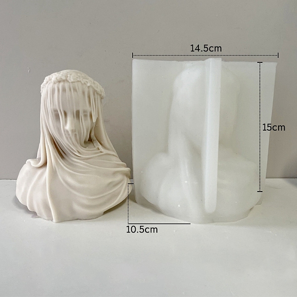 

PandaHall Greek Goddess Food Grade Silicone Bust Portrait Candle Molds, For Half-body Sculpture Candle Making, White, 10.5x14.5x15cm...