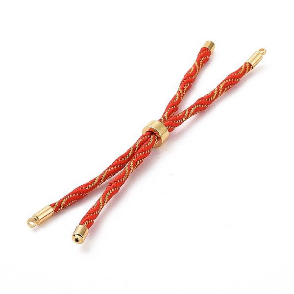 

PandaHall Nylon Cord Silder Bracelets, for Connector Charm Bracelet Making, with Rack Plating Golden Brass Findings, Long-Lasting Plated...