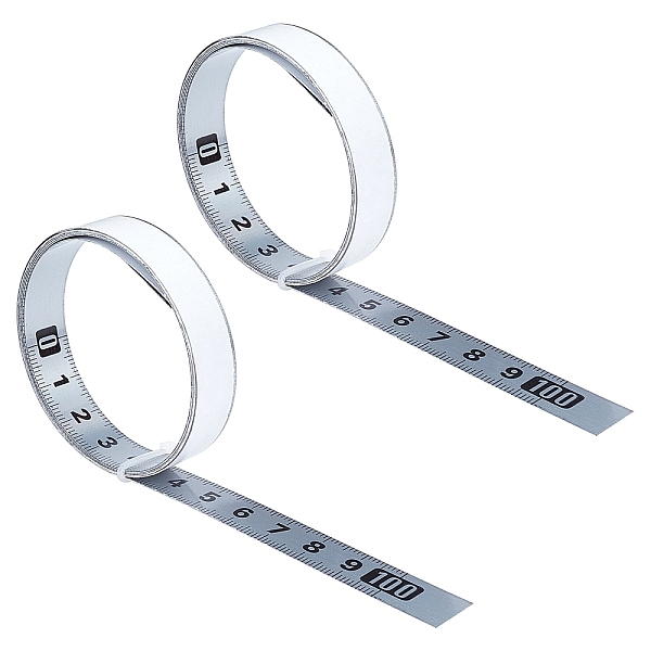 PandaHall Stainless Steel Back Adhesive Ruler, Measuring Tool, Stainless Steel Color, 1x0.125x0.0002m Stainless Steel