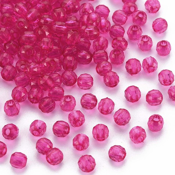 

PandaHall Transparent Acrylic Beads, Faceted, Round, Medium Violet Red, 4x4mm, Hole: 1.5mm, about 16100pcs/500g Acrylic Round
