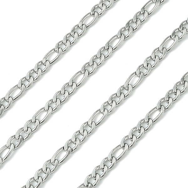 

PandaHall 304 Stainless Steel Figaro Chains, Faceted, Unwelded, Stainless Steel Color, 4~6x3mm 304 Stainless Steel
