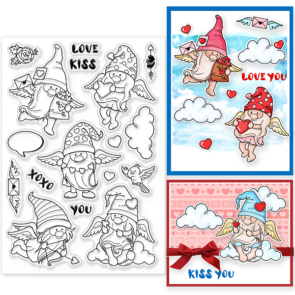 

PandaHall GLOBLELAND Valentine's Day Gnomes Cupid Clear Stamps for Cards Making Silicone Clear Stamp Seals Transparent Stamps for DIY...