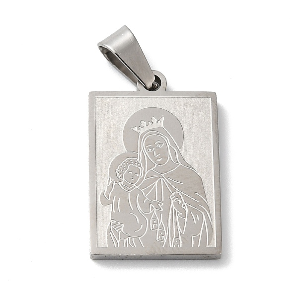 

PandaHall Mother's Day Theme 304 Stainless Steel Pendants, Rectangle with Child & Mother Charms, Stainless Steel Color, 23x15x2mm,Hole:3mm..., Silver