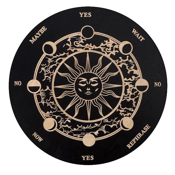 

PandaHall Wood Pendulum Board, Dowsing Divination Board, for Witchcraft Wiccan Altar Supplies, Flat Round, Sun, 150x3mm Wood Sun