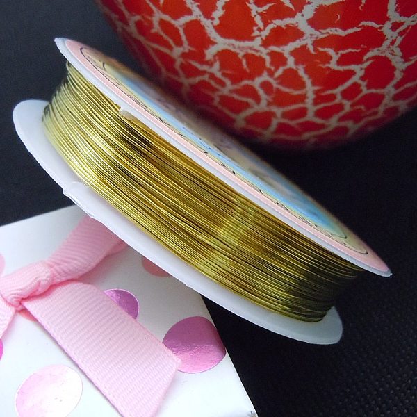 

PandaHall Round Copper Jewelry Wire, Gold, 26 Gauge, 0.4mm, about 39.37 Feet(12m)/roll Copper Round Gold