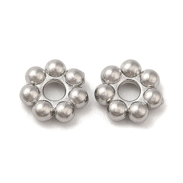 

PandaHall 304 Stainless Steel Spacer Beads, Flower, Granulated Beads, Stainless Steel Color, 6x1.5mm, Hole: 1.6mm 304 Stainless Steel...