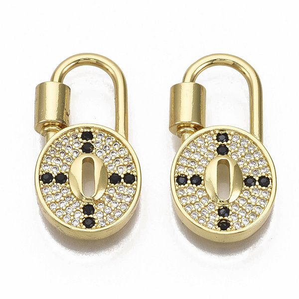 

PandaHall Brass Micro Pave Cubic Zirconia Screw Carabiner Lock Charm, for Necklaces Making, Nickel Free, Lock, Real 16K Gold Plated..., Clear