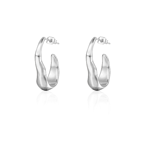 

PandaHall 304 Stainless Steel Twist Oval Stud Earrings, Half Hoop Earrings, Stainless Steel Color, 27x8mm 304 Stainless Steel Oval