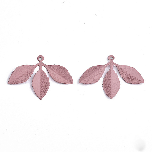

PandaHall Spray Painted Eco-Friendly Iron Pendants, Leaf, Pale Violet Red, 23x32x1mm, Hole: 1mm Iron Leaf Pink
