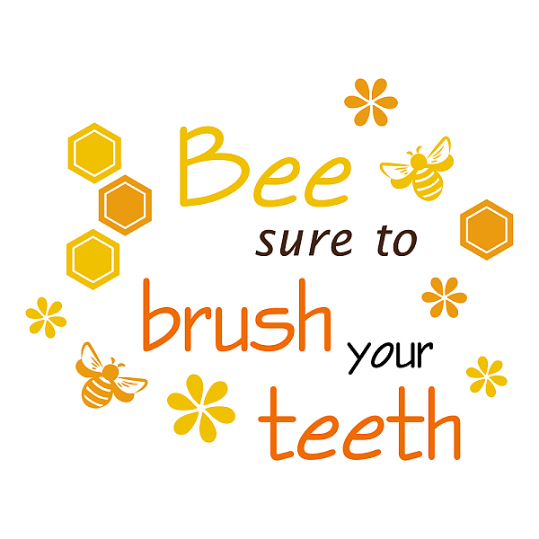 

PandaHall PVC Wall Stickers, Wall Decoration, Word Bee Sure to Brush Your Teeth, Bees Pattern, 590x240mm PVC Bees