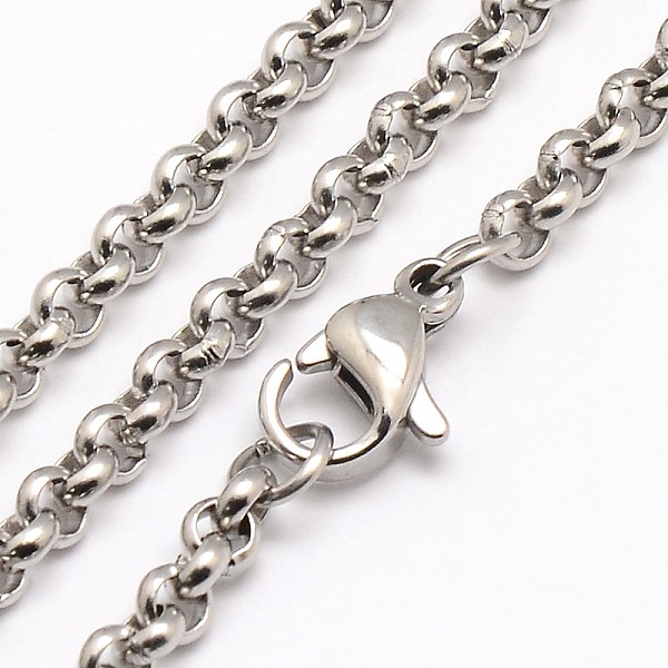 

PandaHall Trendy Men's 304 Stainless Steel Cross Rolo Chain Necklaces, with Lobster Clasps, Stainless Steel Color, 17.7 inch(44.9cm), 3mm...