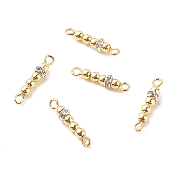 

PandaHall Electroplate Non-magnetic Synthetic Hematite Connector Charms, with Silver Tone Brass Crystal Rhinestone Findings, Round, Golden...