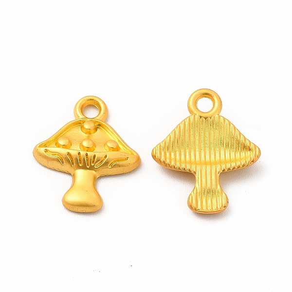 

PandaHall Rack Plating Alloy Pendants, Mushroom Charm, Matte Gold Color, 15.5x13x2.8mm, Hole: 1.8mm Alloy Mushroom