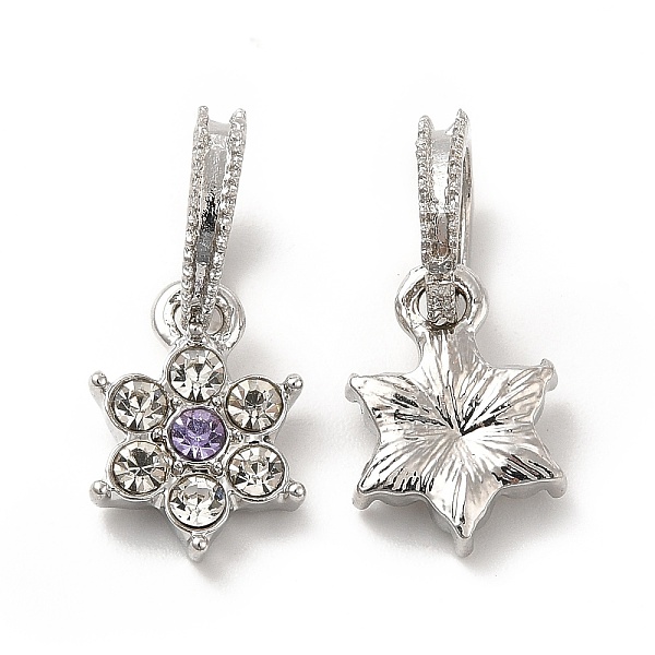 

PandaHall Rack Plating Alloy Crystal & Tanzanite Rhinestone European Dangle Charms, Large Hole Charms, Christmas, Snowflake, Platinum..., Purple