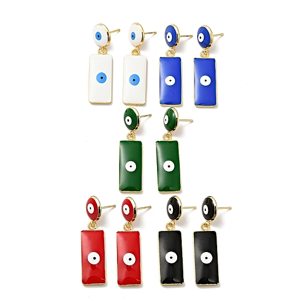 

PandaHall Rectangle with Evil Eye Enamel Dangle Stud Earrings, Real 18K Gold Plated Brass Jewelry for Women, Mixed Color, 43mm, Pin: 0.9mm..., Multicolor