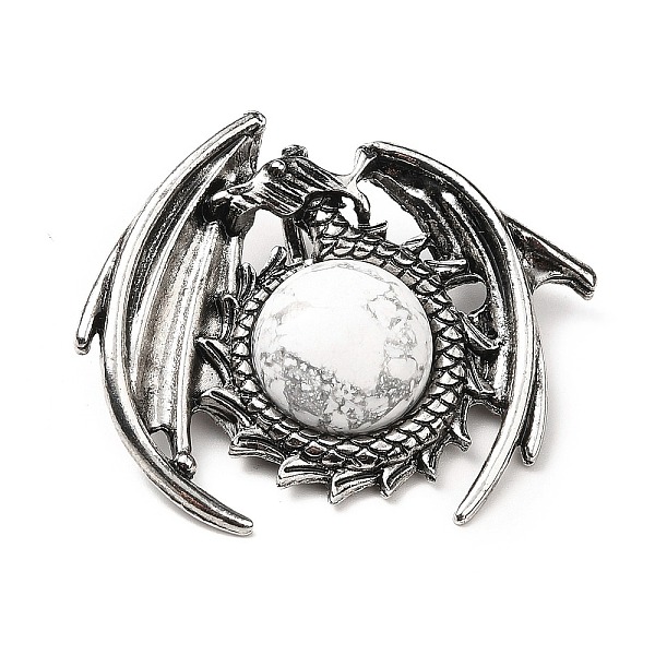 

PandaHall Natural Howlite Pendants, Dragon Charms, with Rack Plating Antique Silver Tone Alloy Findings, Cadmium Free & Lead Free...