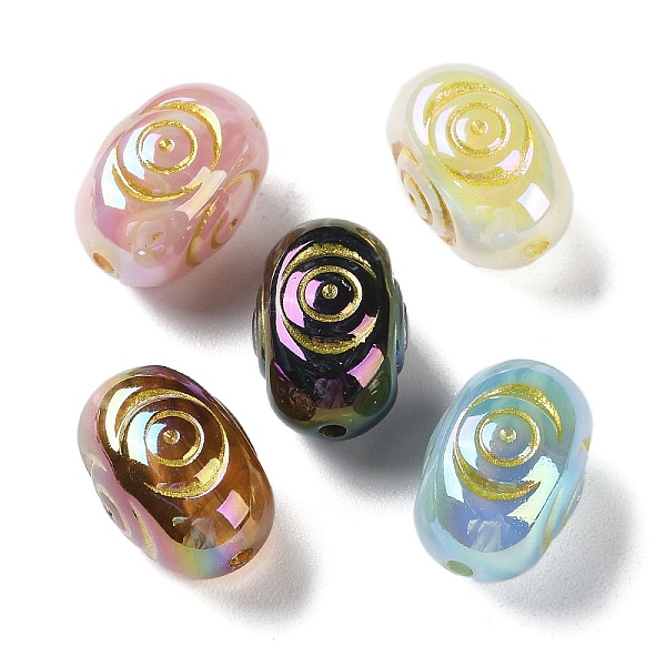 

PandaHall Golden Metal Enlaced Opaque Acrylic Beads, Oval, Mixed Color, 16x11x11mm, Hole: 1.8mm Acrylic Oval Multicolor