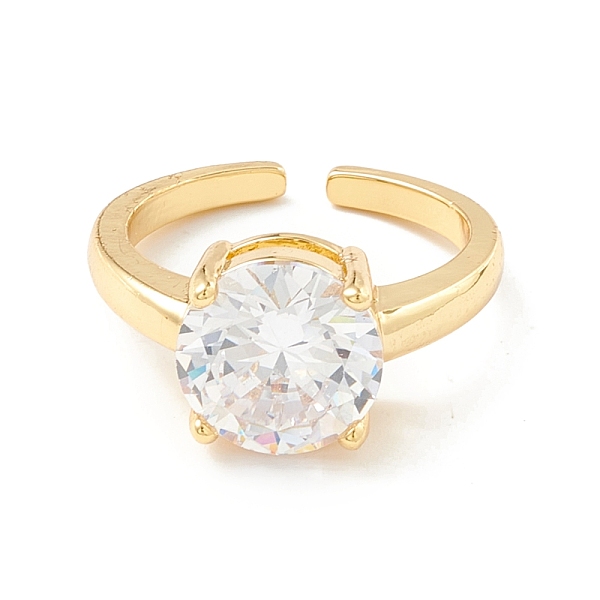 

PandaHall Cubic Zirconia Flat Cuff Ring, Real 18K Gold Plated Brass Open Ring for Women, Cadmium Free & Lead Free, Clear, US Size 6 1/2...