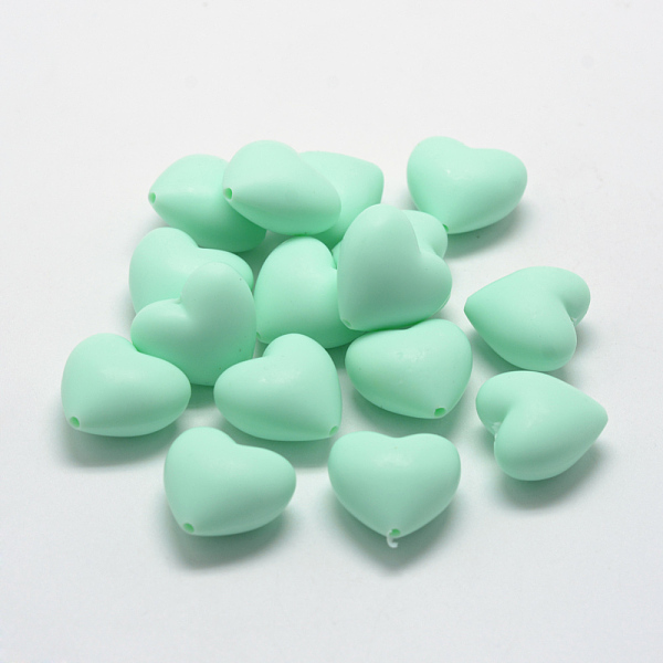 

PandaHall Food Grade Eco-Friendly Silicone Focal Beads, Chewing Beads For Teethers, DIY Nursing Necklaces Making, Heart, Pale Green...