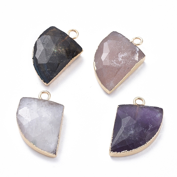 

PandaHall Natural Gemstone Pendants, with Brass Loop, Edge Golden Plated, Knife Shape, 20~20.5x13~14.5x4.5mm, Hole: 2mm Mixed Stone Tool