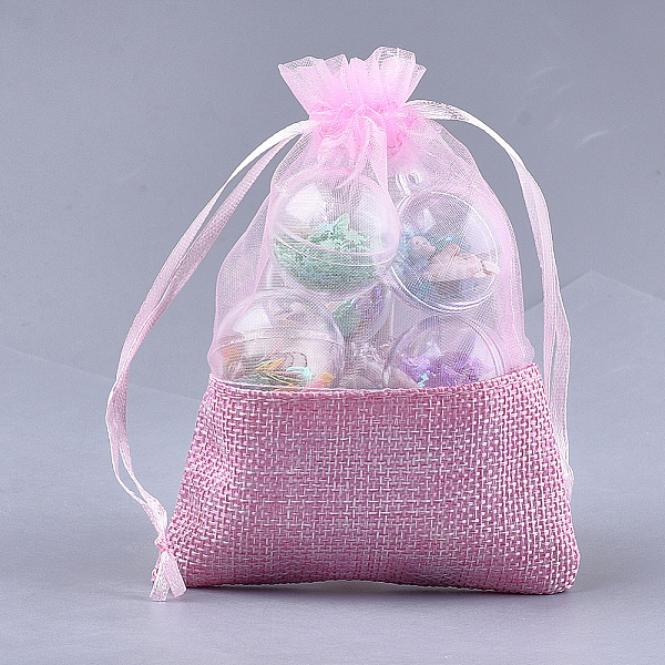 

PandaHall Organza Bags, with Burlap Cloth, Drawstring Bags, Rectangle, Pink, 17~18x12.4~13cm Organza Rectangle Pink