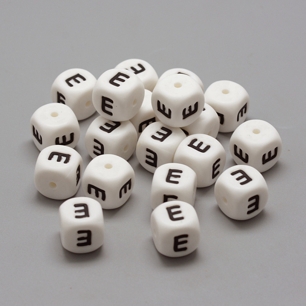 

PandaHall Food Grade Eco-Friendly Silicone Beads, Horizontal Hole, Chewing Beads For Teethers, DIY Nursing Necklaces Making, Letter Style..., White