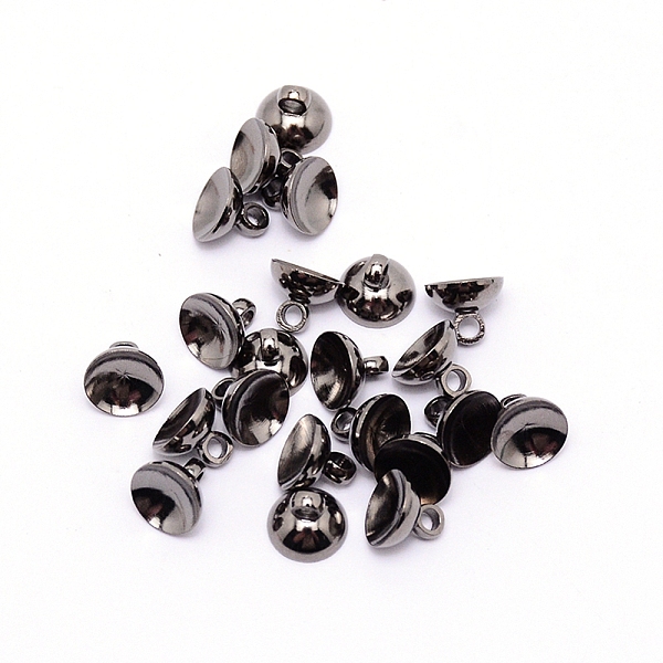 

PandaHall Brass Bead Cap Pendant Bails, for Globe Glass Bubble Cover Pendant Making, Gunmetal, 8x6.5mm, Hole: 2mm, 100pcs/bag Brass