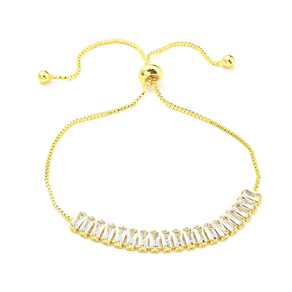 

PandaHall Vacuum Plating Cubic Zirconia Tennis Link Slider Bracelet with Golden 201 Stainless Steel Box Chains, Clear, 10-1/2 inch(26.8cm)...